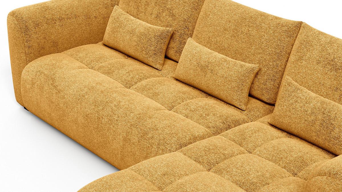 ECKSOFA SORENO 4-Sitzer, gelb - Gelb/Schwarz, Holz/Textil (293/171cm) - Wozimo