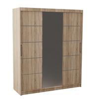 SCHWEBETÜRENSCHRANK RIETI 180/215/60 cm 3-türig mit Spiegel Sonoma Eiche - Sonoma Eiche, Holzwerkstoff (180/215/60cm) - MASSENO