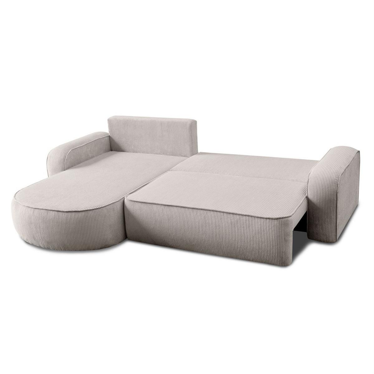 ECKSOFA VENUS mit Schlaffunktion und Bettkasten, Poso 100 - Creme, Textil (275/178cm) - Lookway