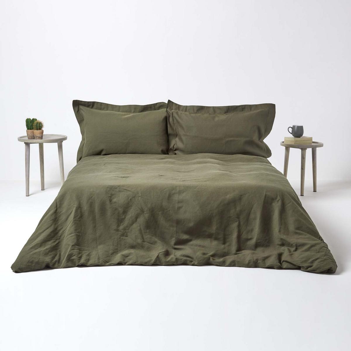 KISSENBEZUG Leinen mit Stehsaum - Olivgrün, Textil (48/74cm) - Homescapes