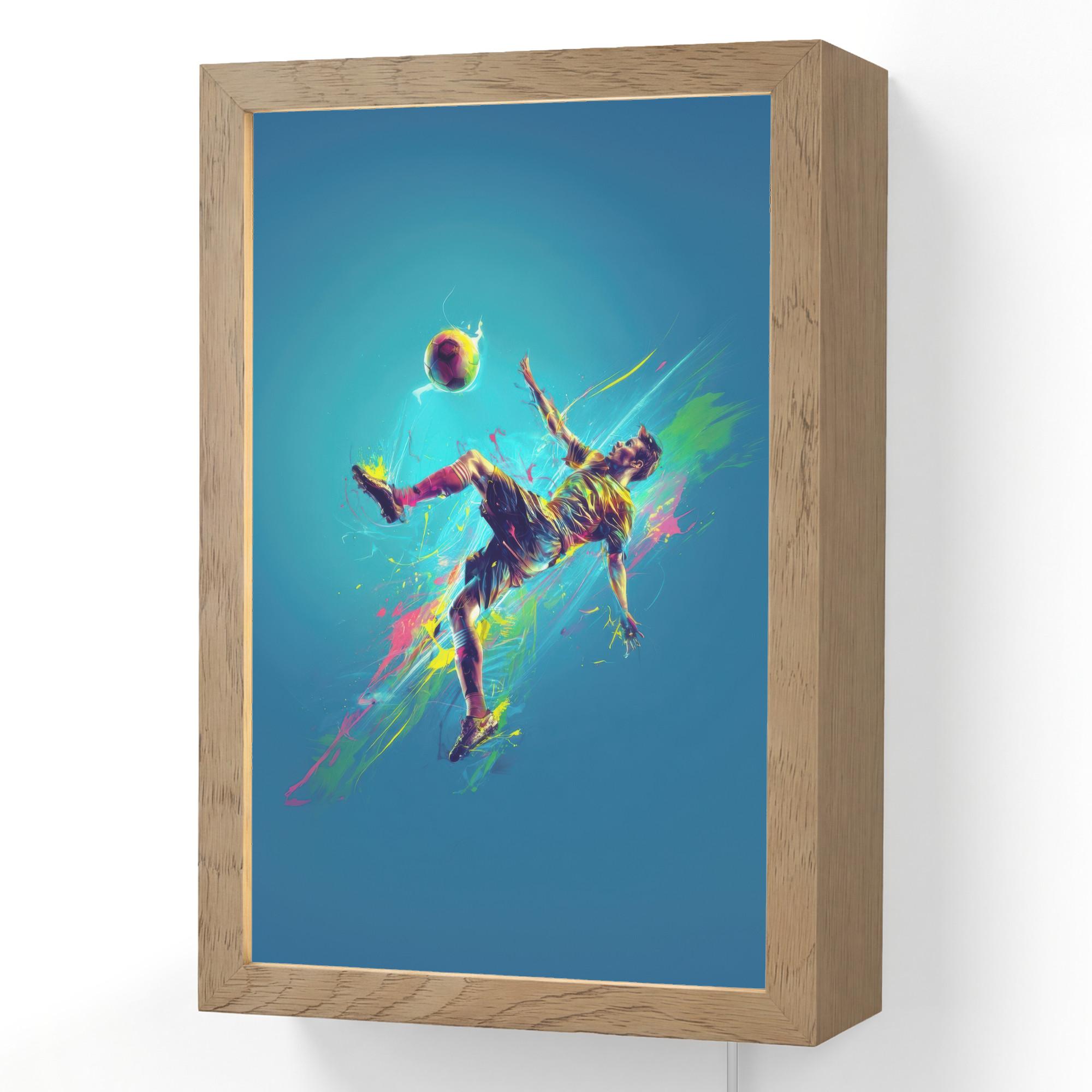 WANDLEUCHTE Fußballer - Farbspritzer - Farbenfroh - Ball 20x30 cm - Blau, Holzwerkstoff (20/30/8cm) - OnlyWow