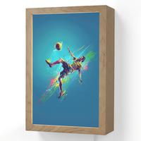 WANDLEUCHTE Fußballer - Farbspritzer - Farbenfroh - Ball 20x30 cm - Blau, Holzwerkstoff (20/30/8cm) - OnlyWow