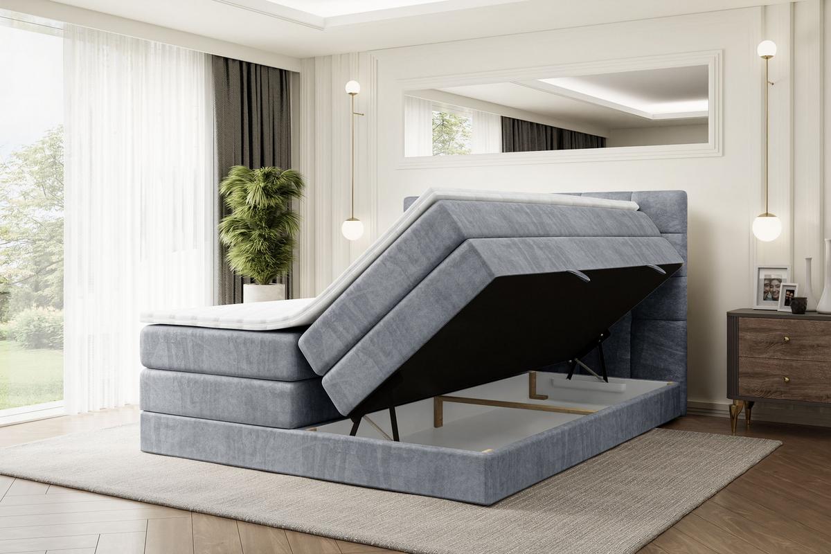 BOXSPRINGBETT BRUGO KING - 140 x 200 - H3/H4 - Grau - Grau, Holzwerkstoff (140/200cm) - ALTDECOR