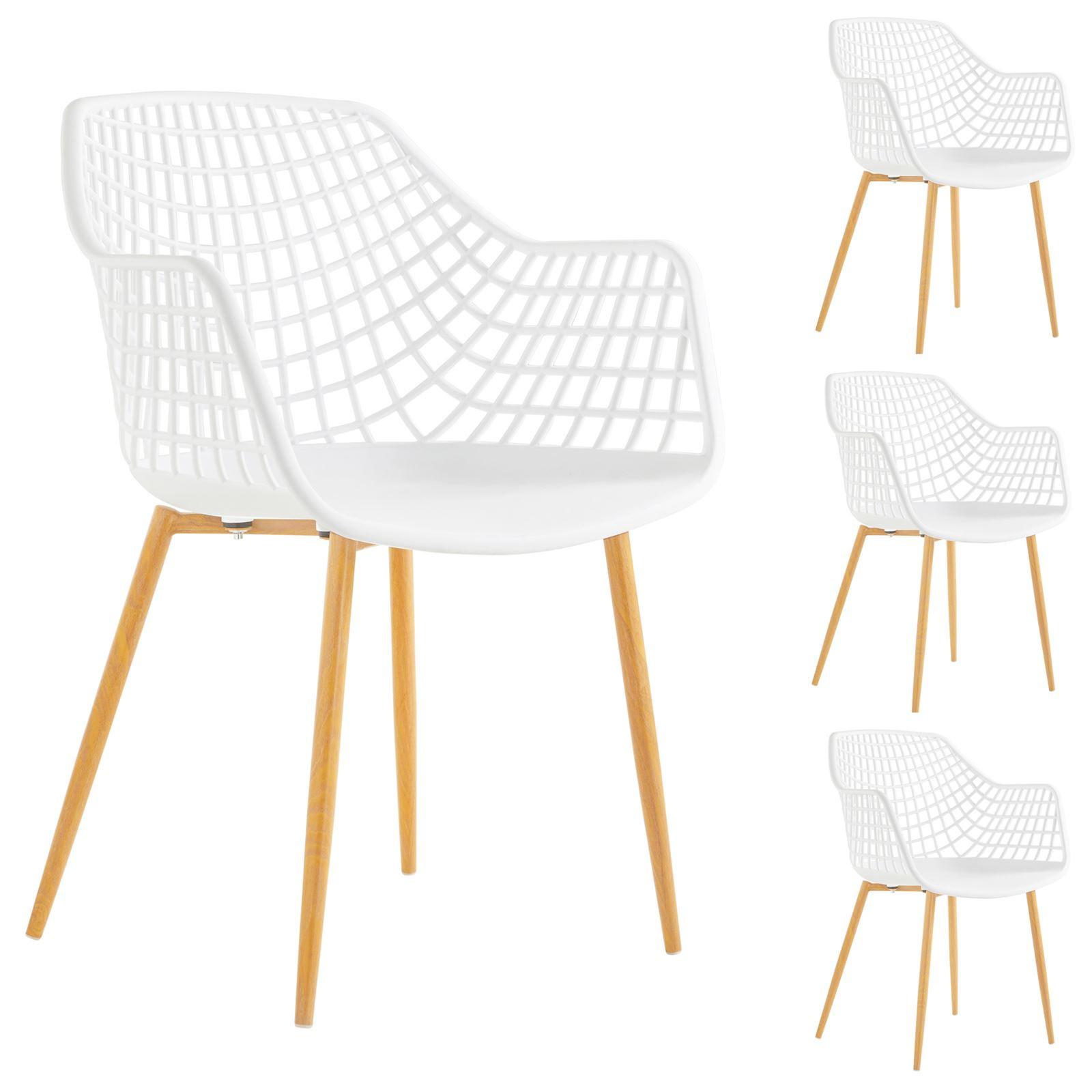 GARTENSTUHL LUCIA 4er-Set weiß/Sonoma Eiche - Weiß/Sonoma Eiche, Textil (58/85/55cm) - IDIMEX