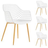 GARTENSTUHL LUCIA 4er-Set weiß/Sonoma Eiche - Weiß/Sonoma Eiche, Textil (58/85/55cm) - IDIMEX