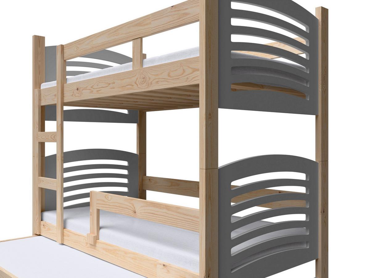 ETAGENBETT OHANA mit Bettkasten 75x180 cm Kieferfarben - Kieferfarben/Grau, Holz (75/180cm) - MASSENO