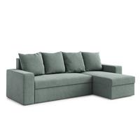 ECKSOFA L Form Climpy Salbeigrün 242/145/98 cm – mit Schlaffunktion und Bettkasten - Salbeigrün/Schwarz, Kunststoff/Textil (242/145cm) - AX Living