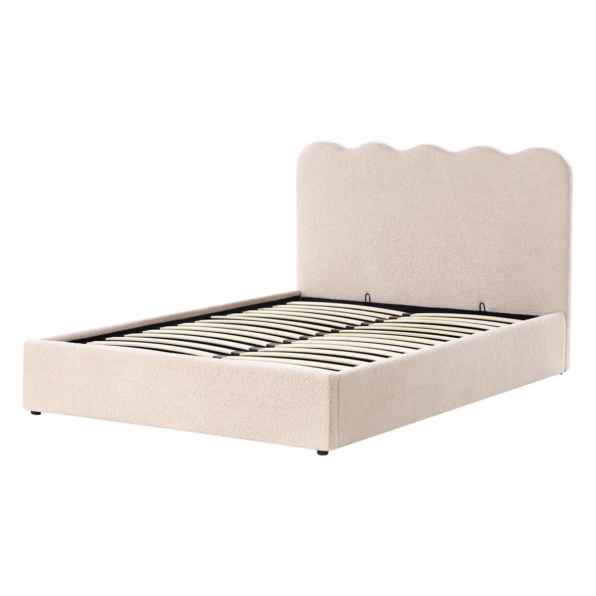 BETT mit Stauraum 140/200 cm Bouclé Beige Nanterre - Beige, Textil (140/200cm) - Beliani