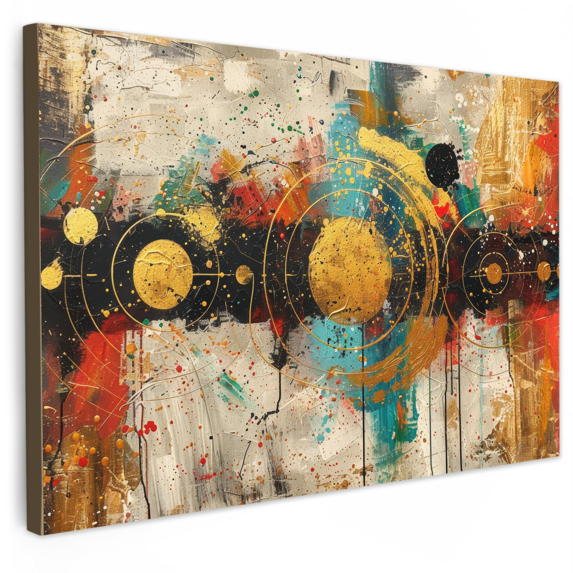 LEINWANDBILD Abstrakt - Kunst - Gold - Modern XXL 150x100 cm - Multicolor, Textil (150/100cm) - MuchoWow