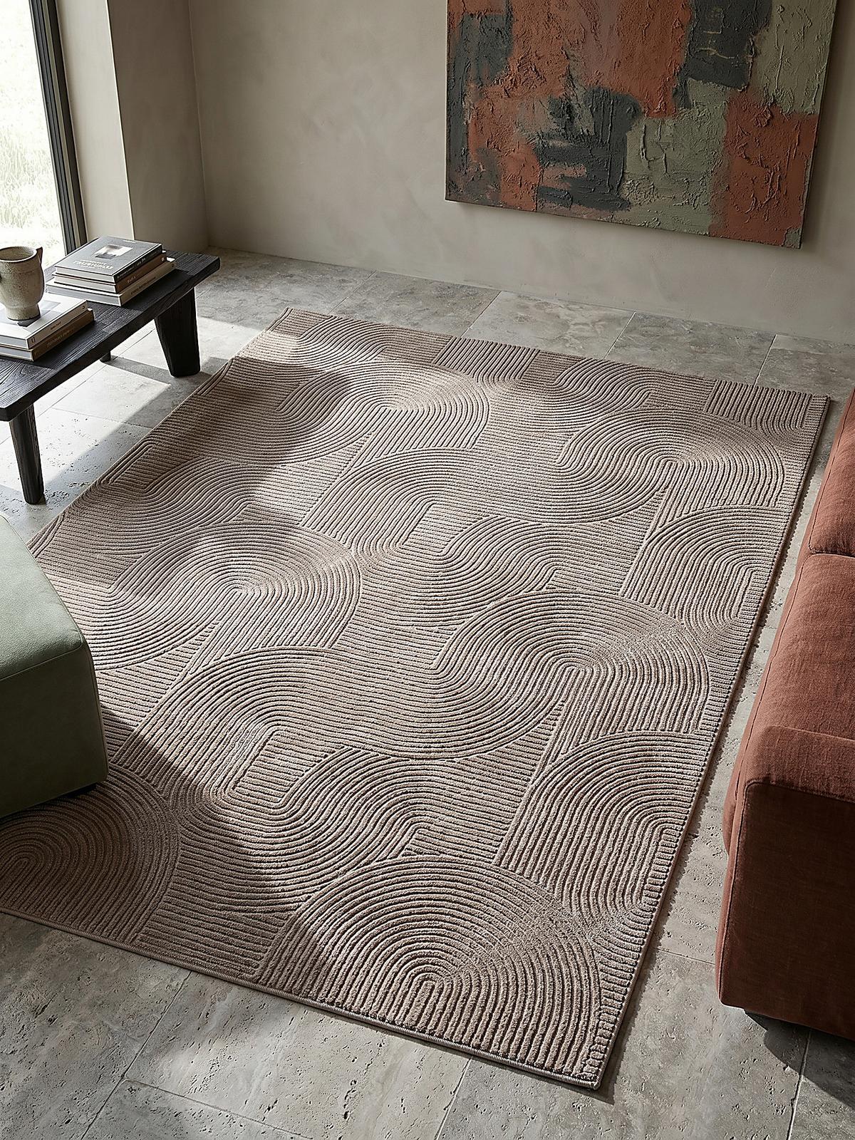 KURZFLORTEPPICH Antirutsch Geometrisch DALAR Polypropylen Beige 140 x 200 cm - Beige, Textil (140/200cm) - KADIMA DESIGN