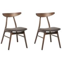 ESSZIMMERSTUHL 2er-Set Gummibaumholz Grau Lynn - Grau, Holz/Textil (49/78/47cm) - Beliani