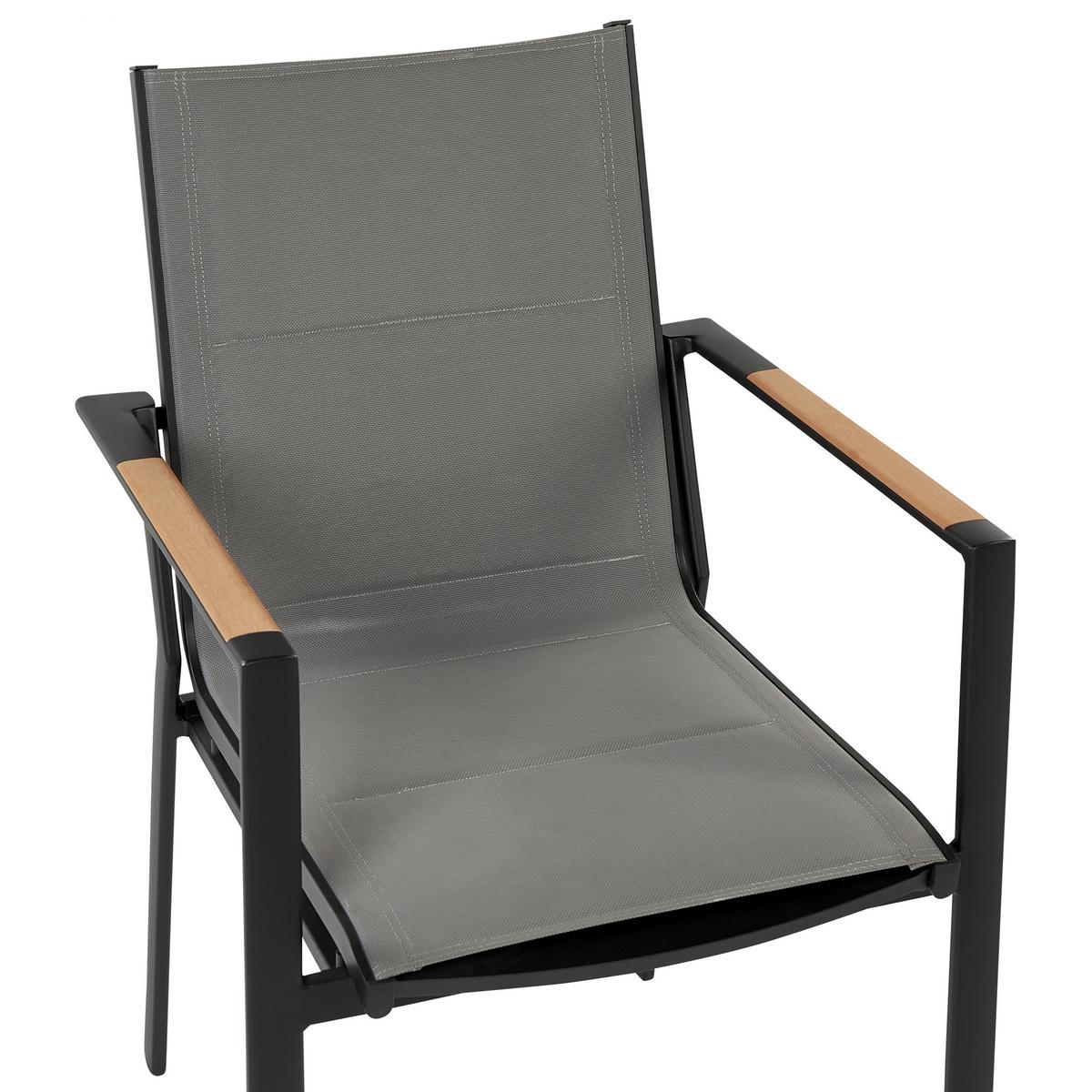 GARTENSTUHL 6er-Set Aluminium schwarz Busseto - Schwarz, Metall (56/90/64cm) - Beliani