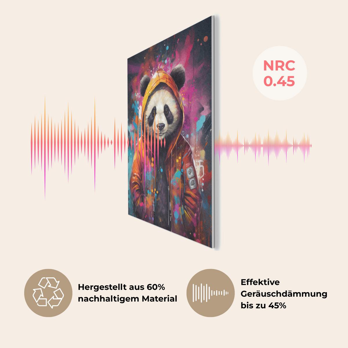 AKUSTIKBILD Panda - Jacke - Graffiti - Orange Kunstdruck Schlafzimmer 50x70 cm - Orange, Kunststoff (50/70/0.9cm) - MuchoWow