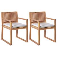 GARTENSTUHL 2er-Set Hellbraun/Hellgrau Sassari Premium - Hellbraun/Grau, Holz (54/80/59cm) - Beliani