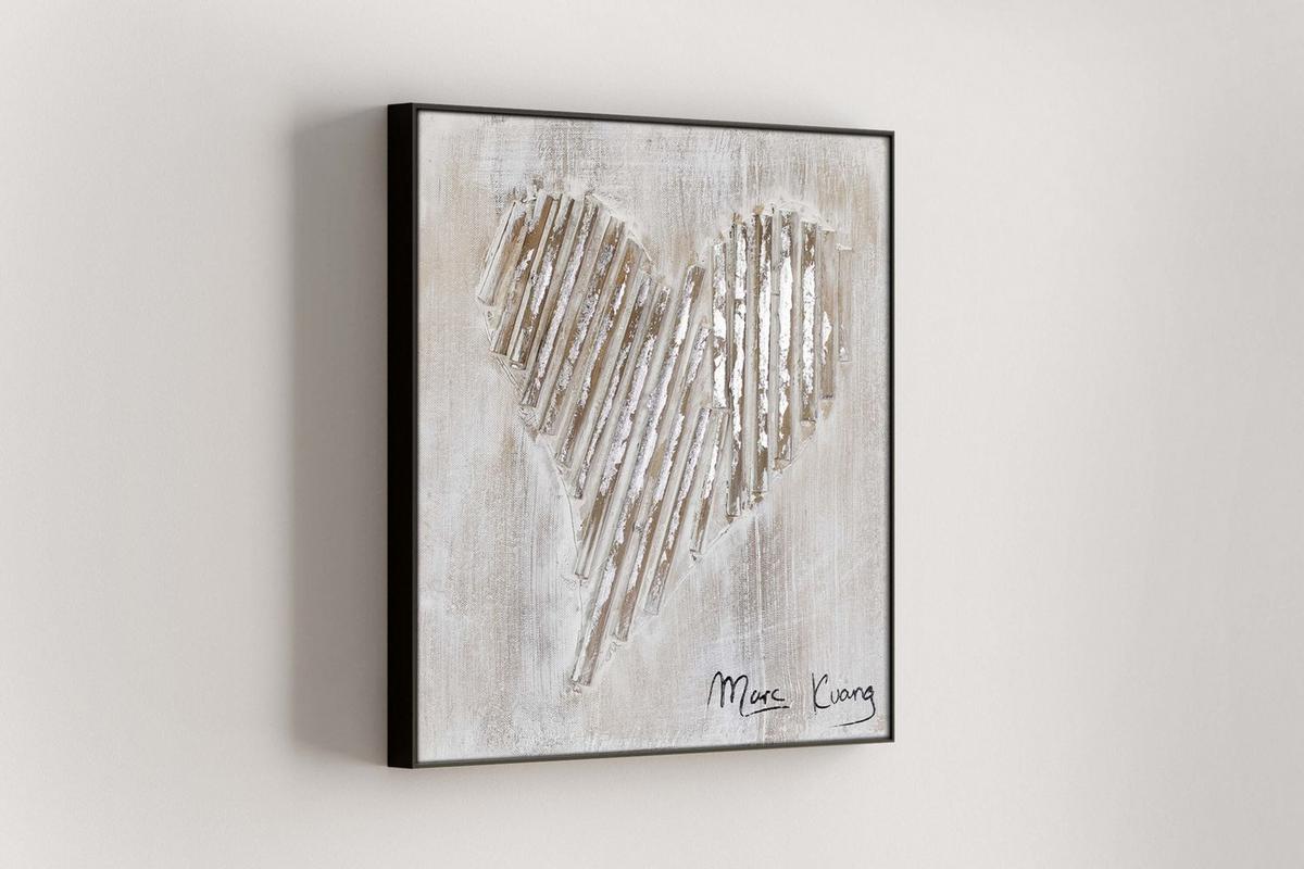 ACRYLBILD HANDGEMALT 30/30 cm - Beige/Grau, Holz/Textil (30/30cm) - KUNSTLOFT