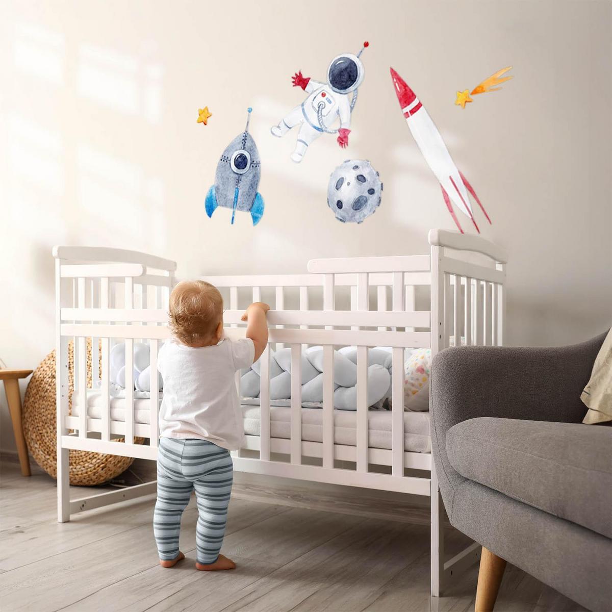 WANDAUFKLEBER 100x168cm - Astronautenrakete Weltraum - Multicolor, Kunststoff (100/168/0.1cm) - Wallfluent