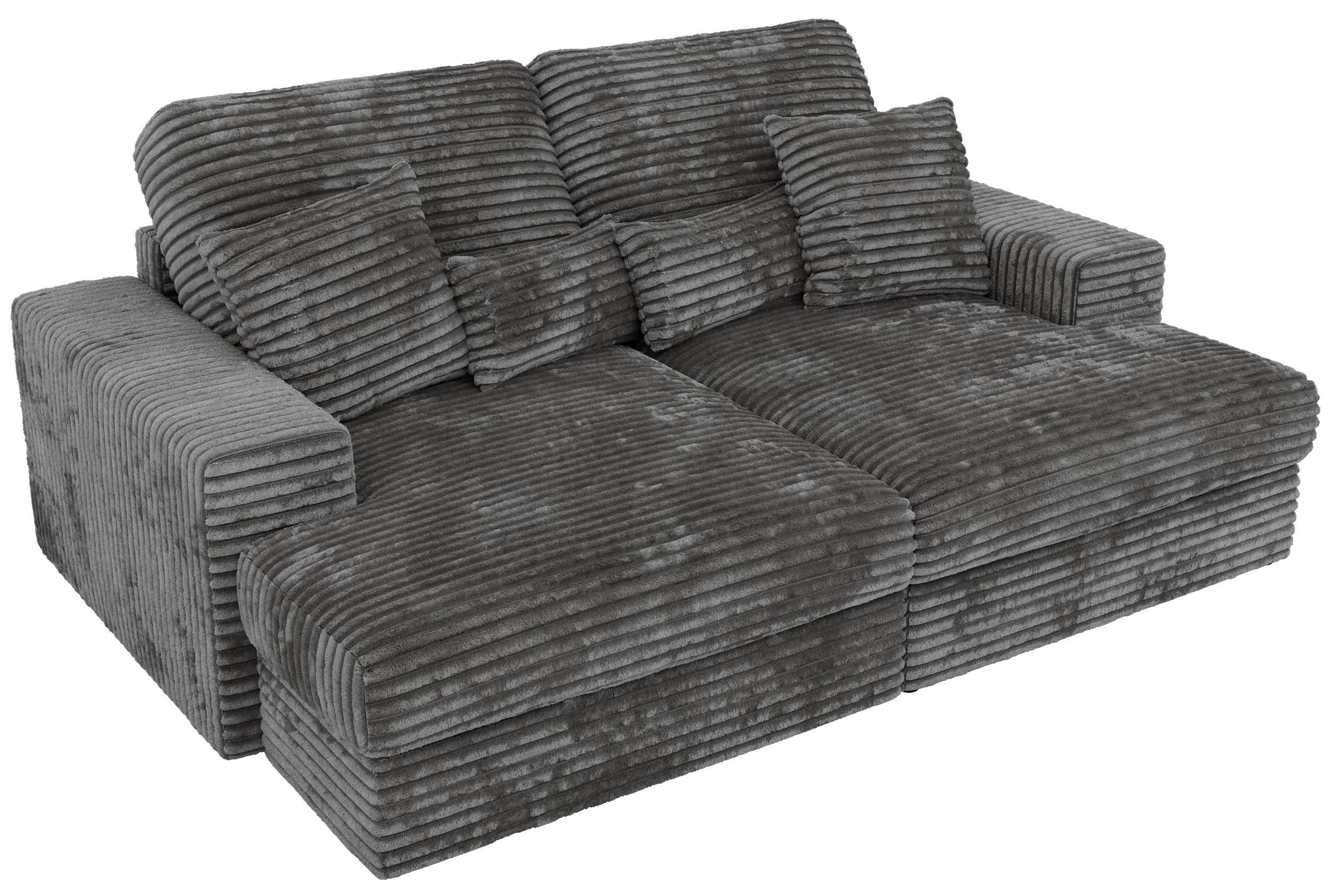 4-SITZER SOFA ANERA - Grau Cord - Schwarz/Grau, Kunststoff/Textil (248/107/163cm) - MKS