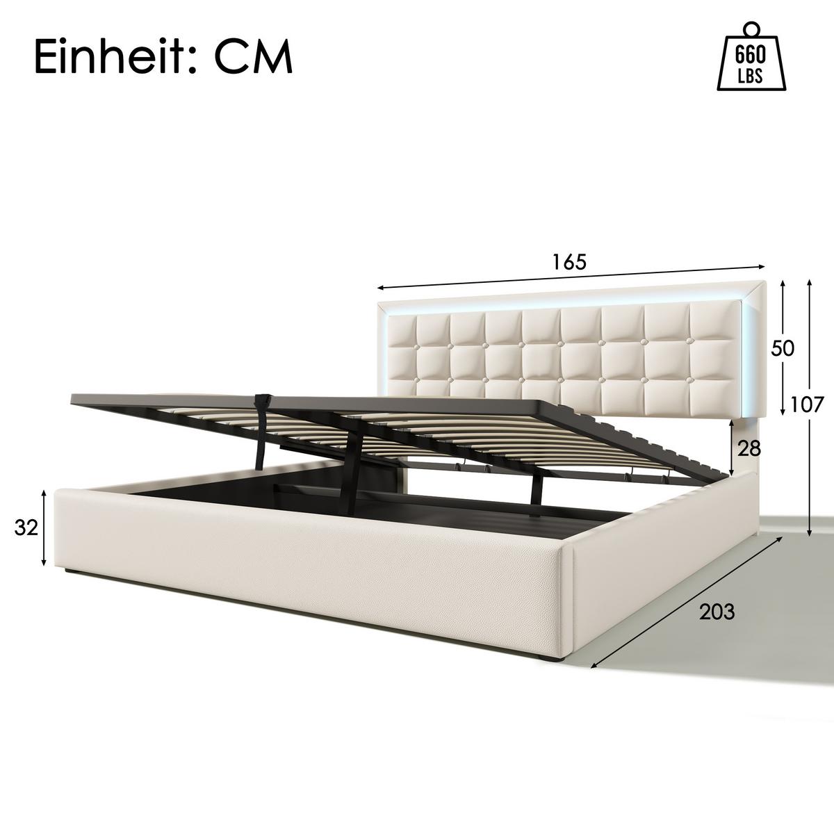 BOXSPRINGBETT 160/200 cm Weiß - Weiß, Leder/Holzwerkstoff - Urban Meuble