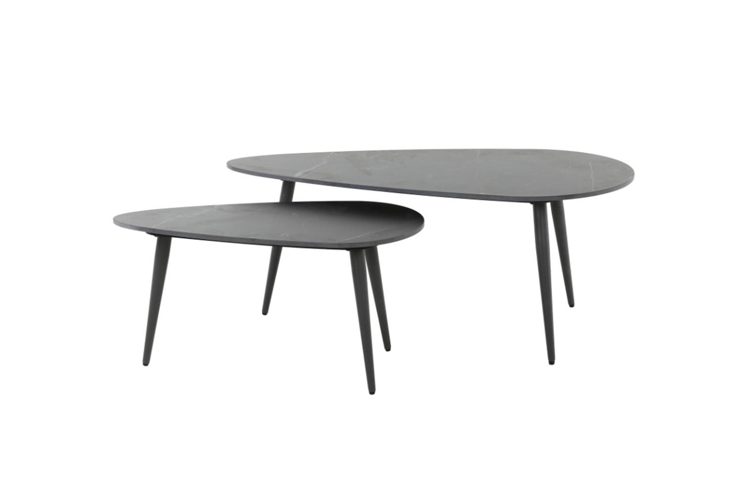 COUCHTISCH SERIDO 2ER SET Schwarz Keramik - Schwarz, Keramik/Metall (50/100/40cm) - KAWOLA