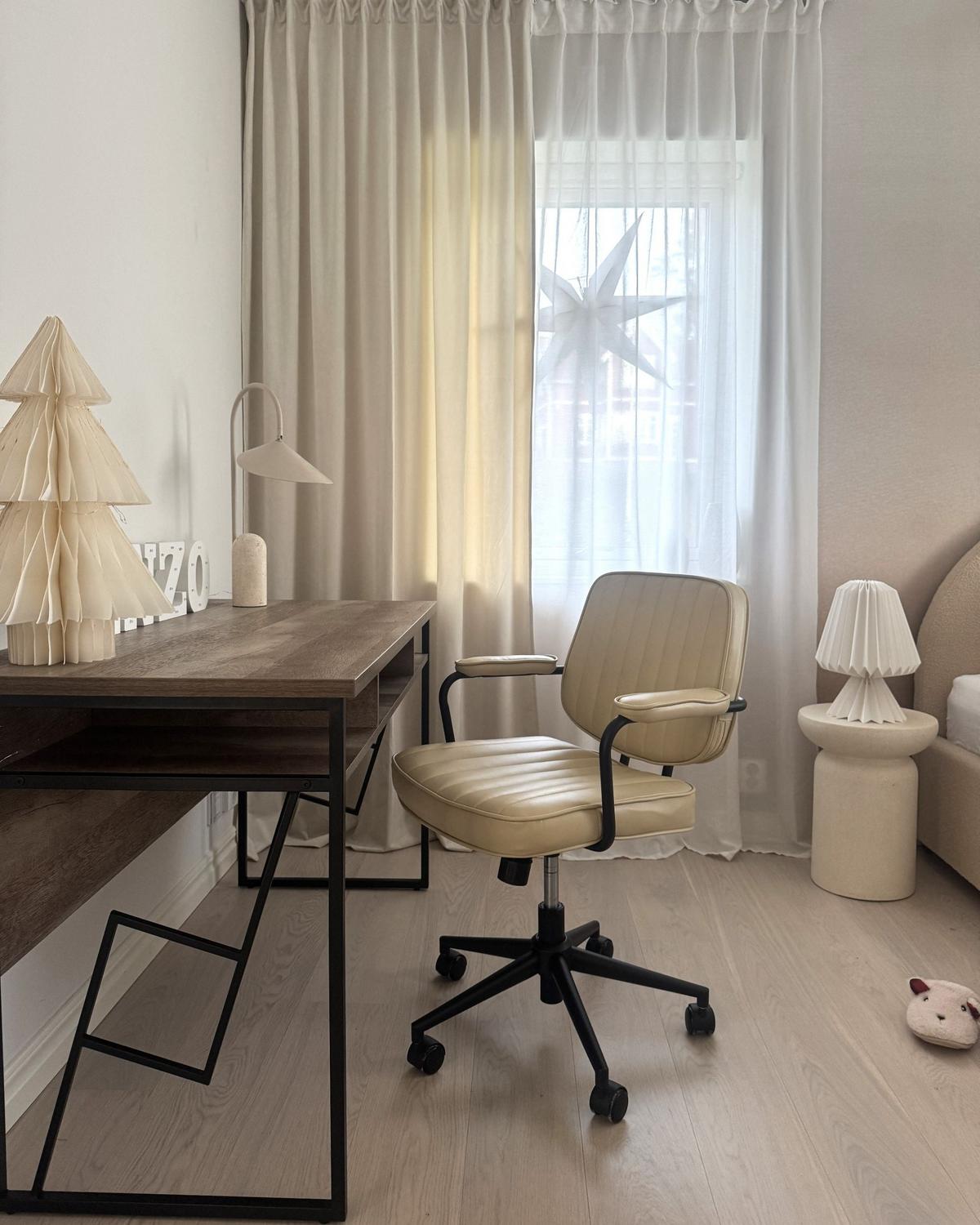 SCHREIBTISCHSTUHL Kunstleder Beige Berne - Beige, Kunststoff (60/80/60cm) - Beliani