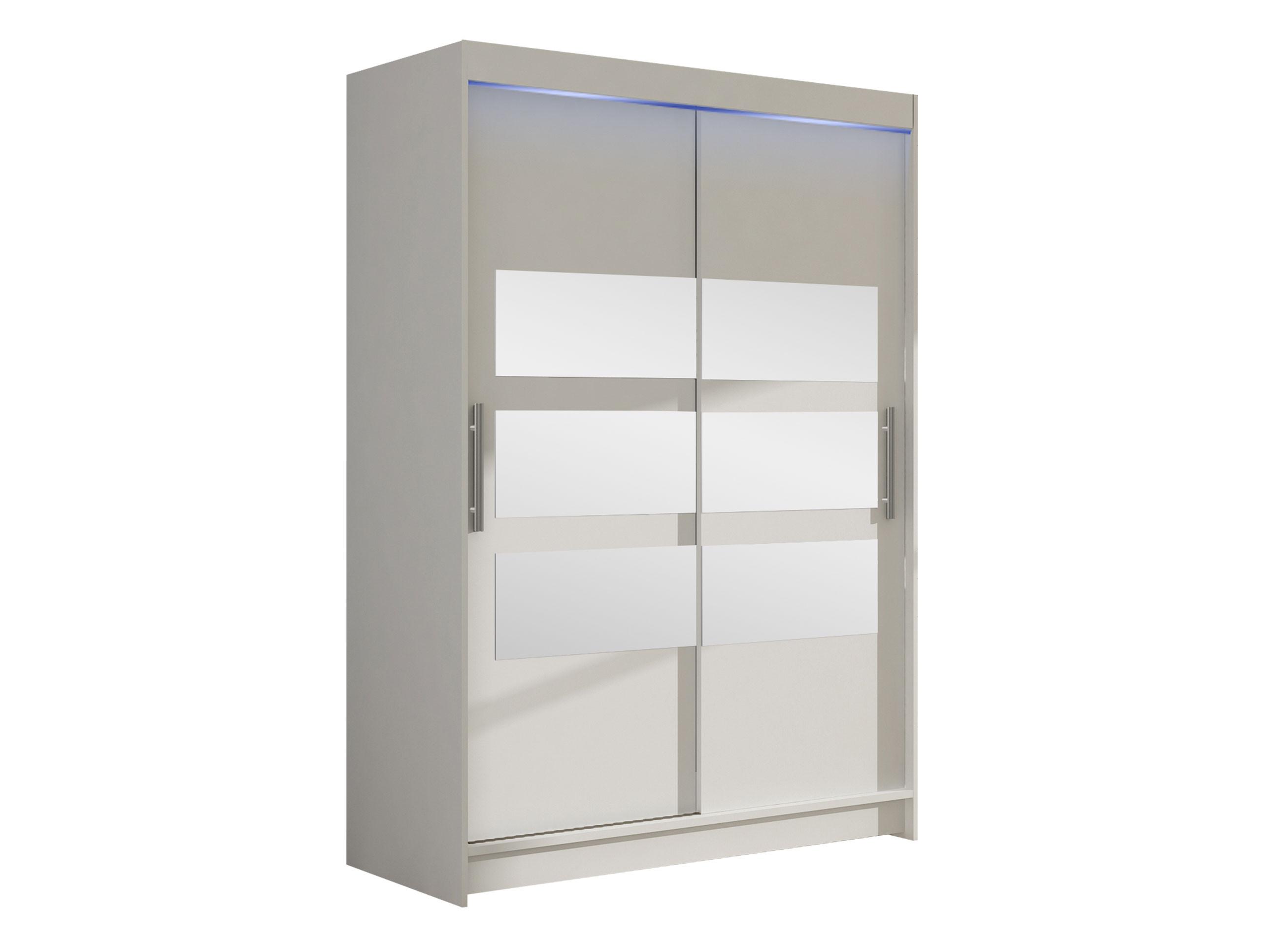 KLEIDERSCHRANK Miami V, mit RGB LED Beleuchtung - Silberfarben/Weiß, Holzwerkstoff/Kunststoff (120/200/58cm) - MIRJAN24