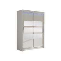 KLEIDERSCHRANK Miami V, mit RGB LED Beleuchtung - Silberfarben/Weiß, Holzwerkstoff/Kunststoff (120/200/58cm) - MIRJAN24