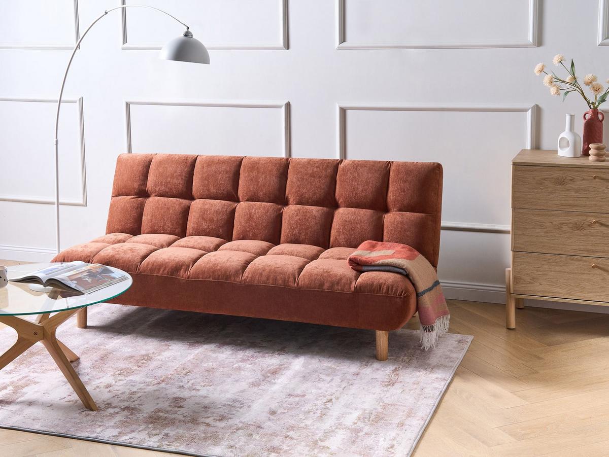 SCHLAFSOFA 2-Sitzer Stoff Goldbraun Risor - Goldfarben/Braun, Textil (190/83/90cm) - Beliani
