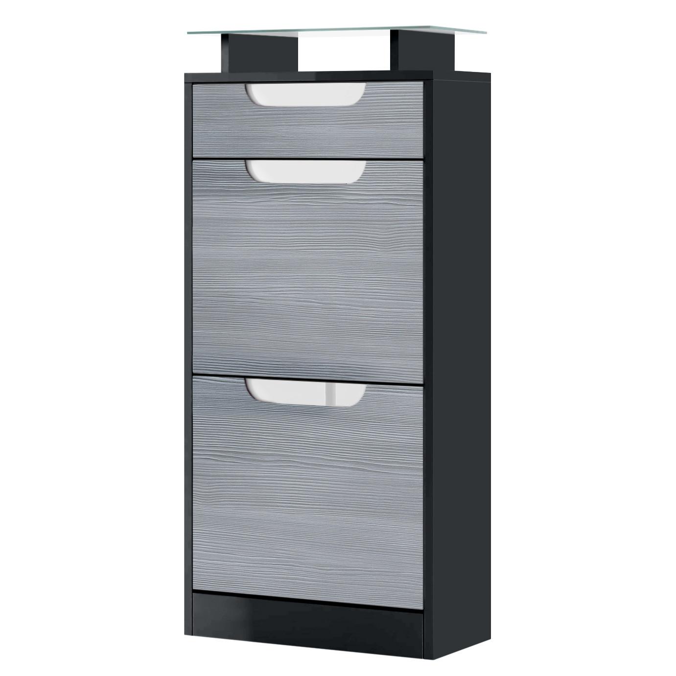 SCHUHSCHRANK Fiesta Avola-Anthrazit / Weiß Hochglanz - Anthrazit, Holzwerkstoff (46/104/23cm) - Vladon