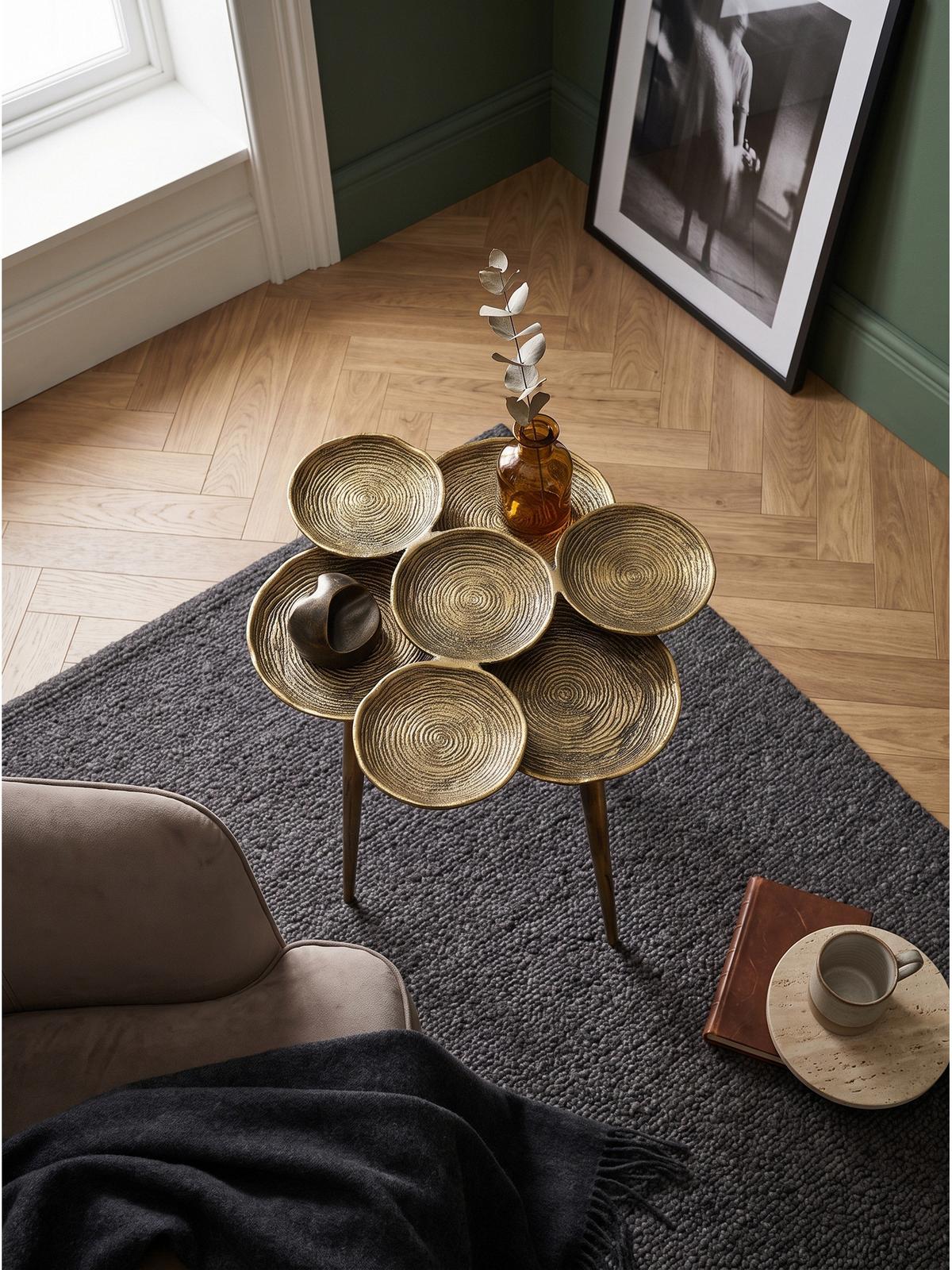 BEISTELLTISCH CARMONA, Aluminium, mit Ablagen, Gold, Ø 46 x 55 cm - Goldfarben, Metall (46/46/55cm) - KADIMA DESIGN