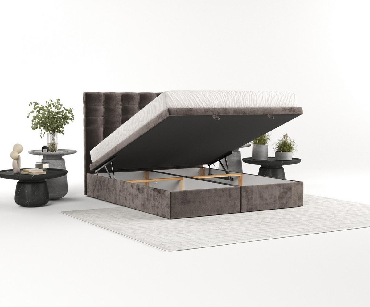 POLSTERBETT Callo mit Stauraum 120/200 cm Braun im Lotta Stoff - Schwarz/Braun, Holz/Holzwerkstoff (120/200cm) - AltaBeds