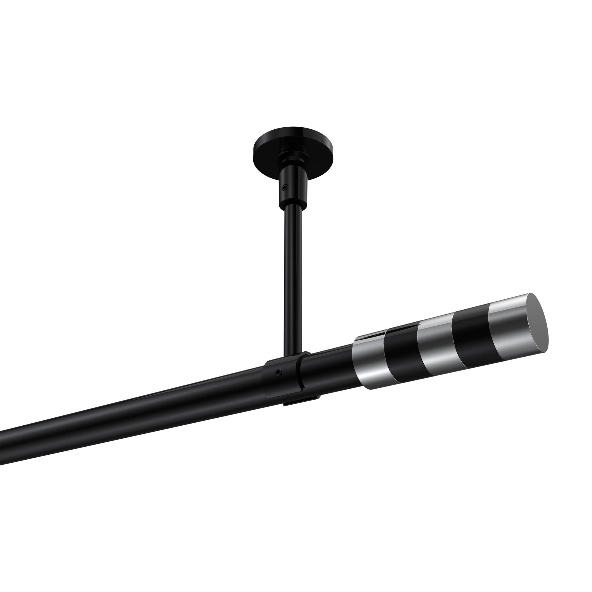 GARDINENSTANGE Sonette Mavell 200 cm, 1-läufig, 20 mm Ø Schwarz - Chromfarben/Schwarz, Metall (200cm) - INTERDECO