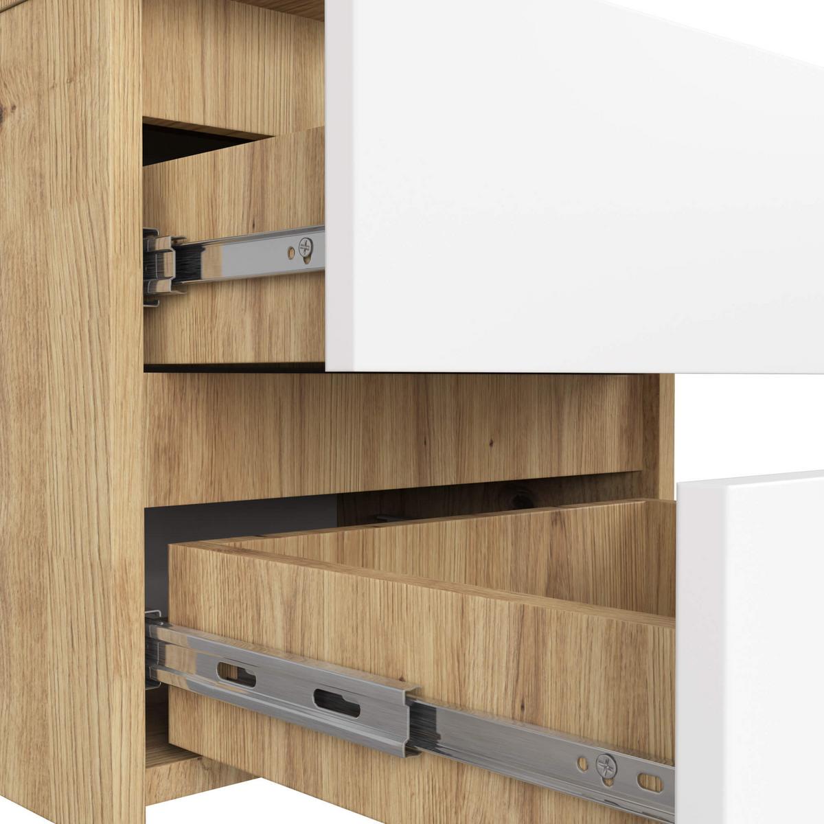 NACHTTISCH Eiche Artisan, Weiß 40/40/35 - Eiche Artisan/Weiß, Holzwerkstoff (40/40/35cm) - RAUMHIRSCH FURNITURE