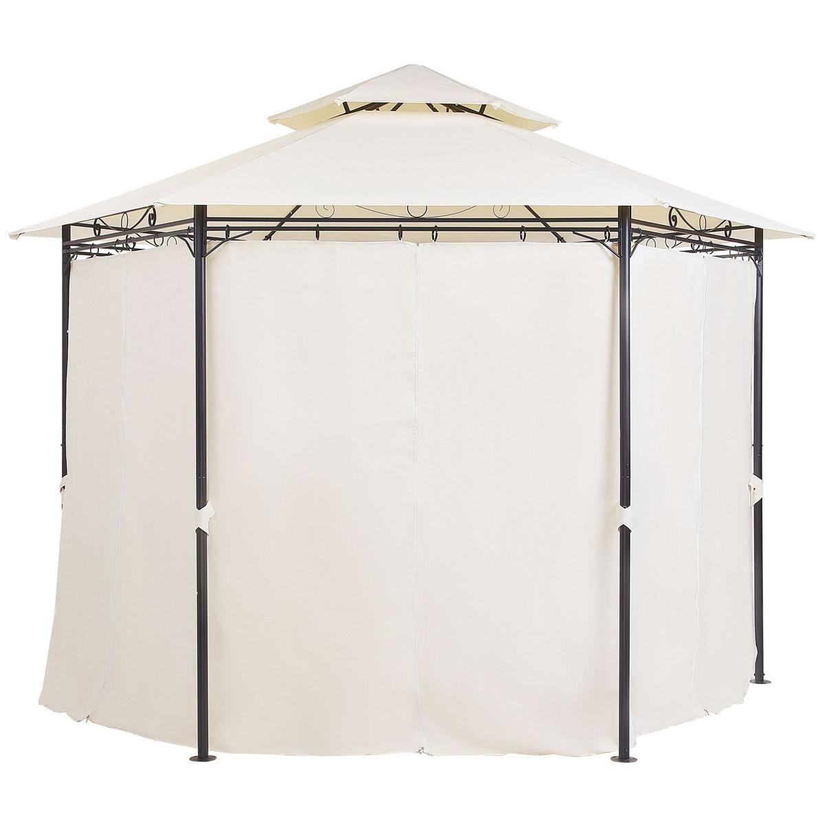 PAVILLON Stahl beige/schwarz 350 cm Portel - Beige/Schwarz, Metall (350/270/350cm) - Beliani