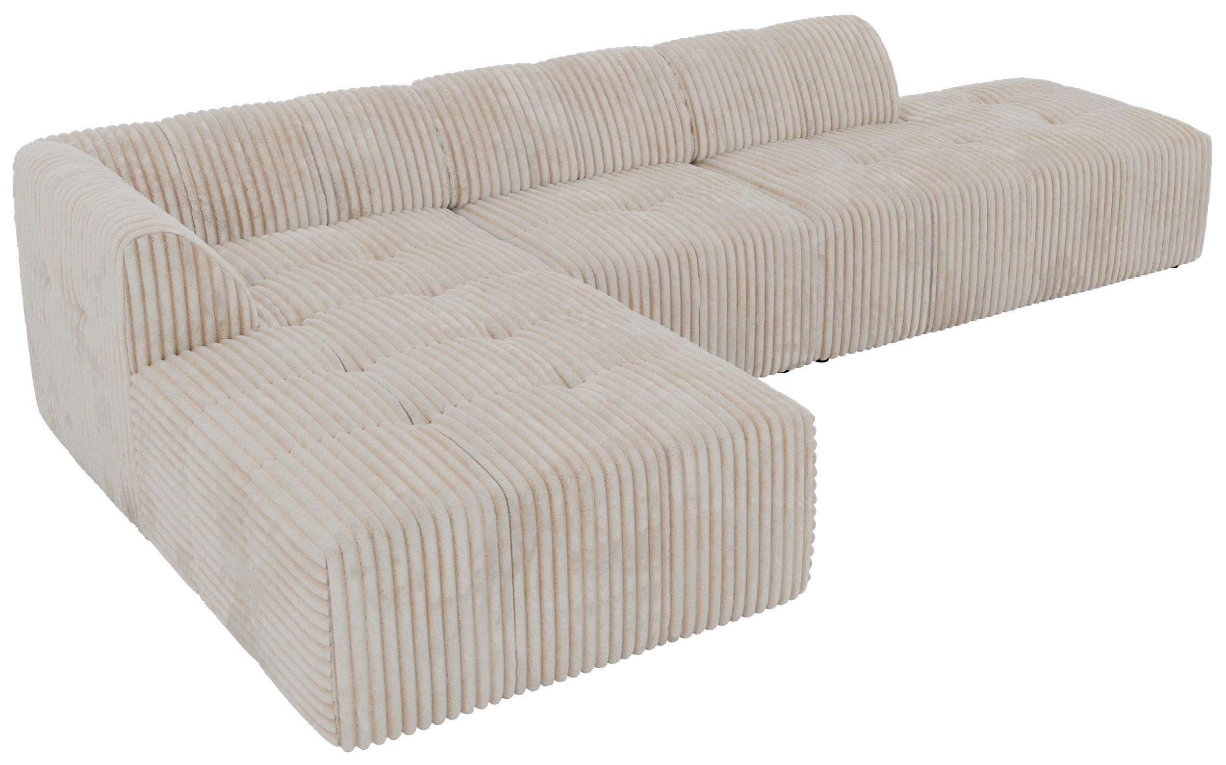 ECKSOFA GRIDA 3M L Beige Cord - Links - Beige/Creme, Kunststoff/Textil (335/176cm) - MKS