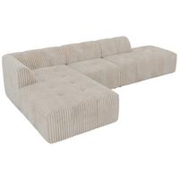 ECKSOFA GRIDA 3M L Beige Cord - Links - Beige/Creme, Kunststoff/Textil (335/176cm) - MKS