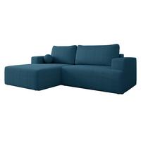 ECKSOFA Mivo Cord, Seite: Links - Blau/Schwarz, Holz/Kunststoff (266/163cm) - MIRJAN24