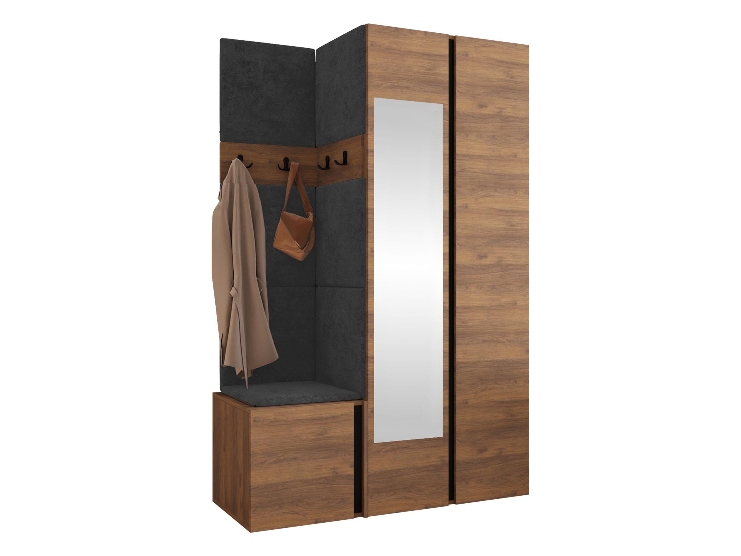 GARDEROBEN-SET Orion XXVI - Anthrazit/Nussbaumfarben, Holzwerkstoff/Kunststoff (116/186/46cm) - MIRJAN24