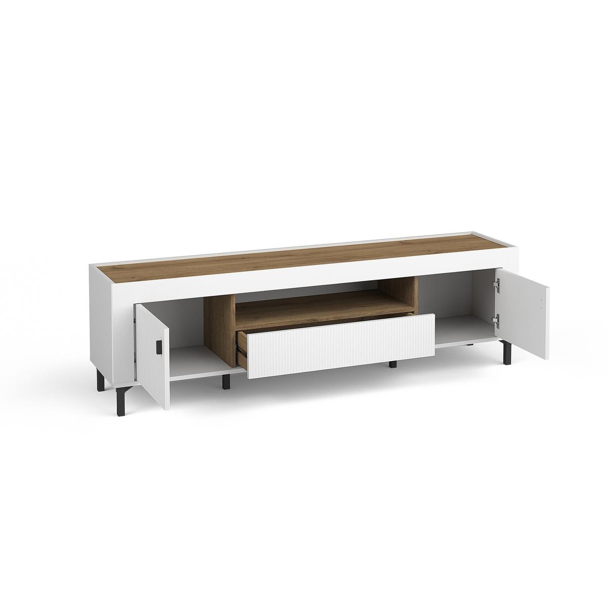 LOWBOARD Monta mit 2 Türen und 1 Schublade, Weiß - Weiß, Holzwerkstoff (177/52/40cm) - Beautysofa