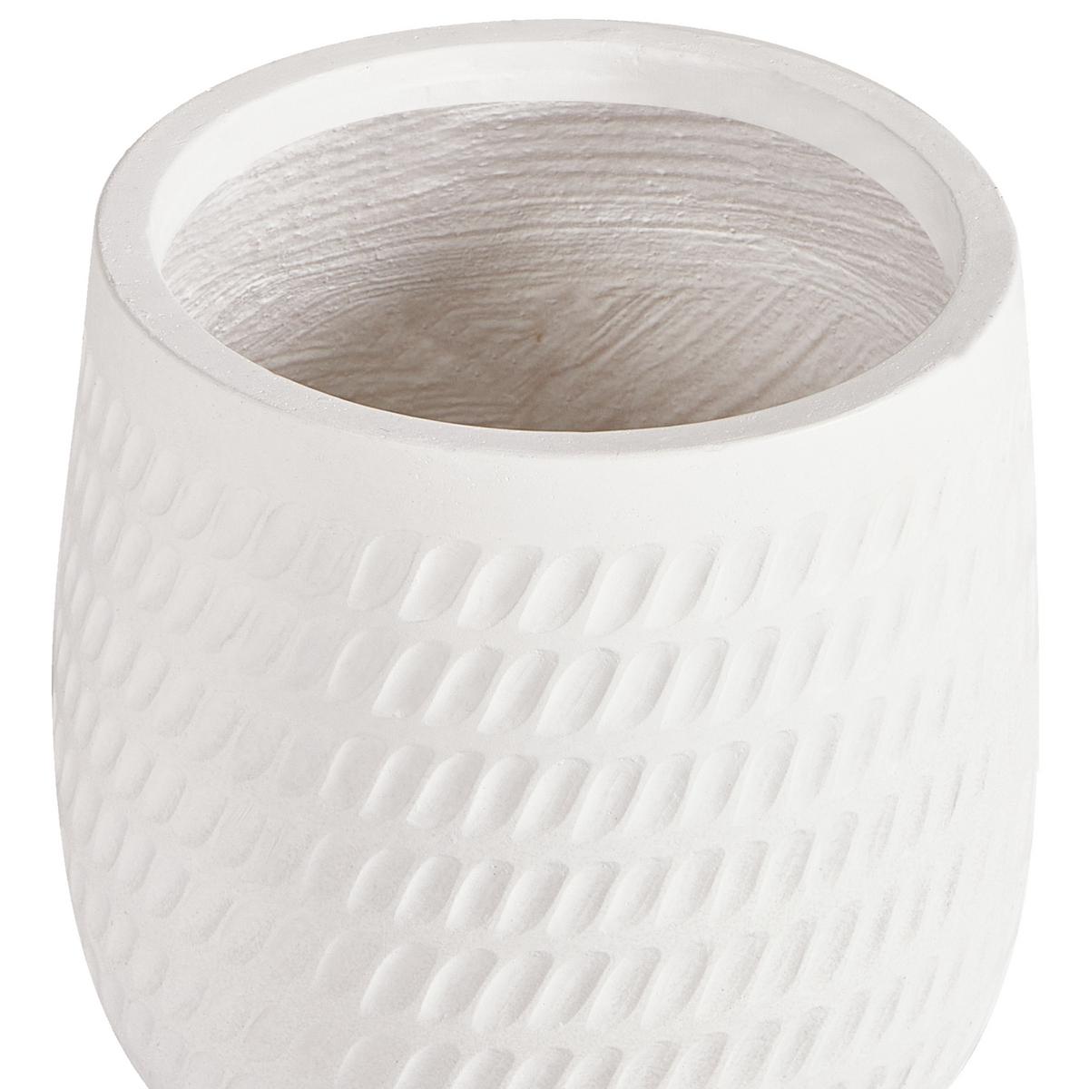 BLUMENTOPF cremeweiß rund 19/19/22 cm Livadia - Weiß, Naturmaterialien (22cm) - Beliani