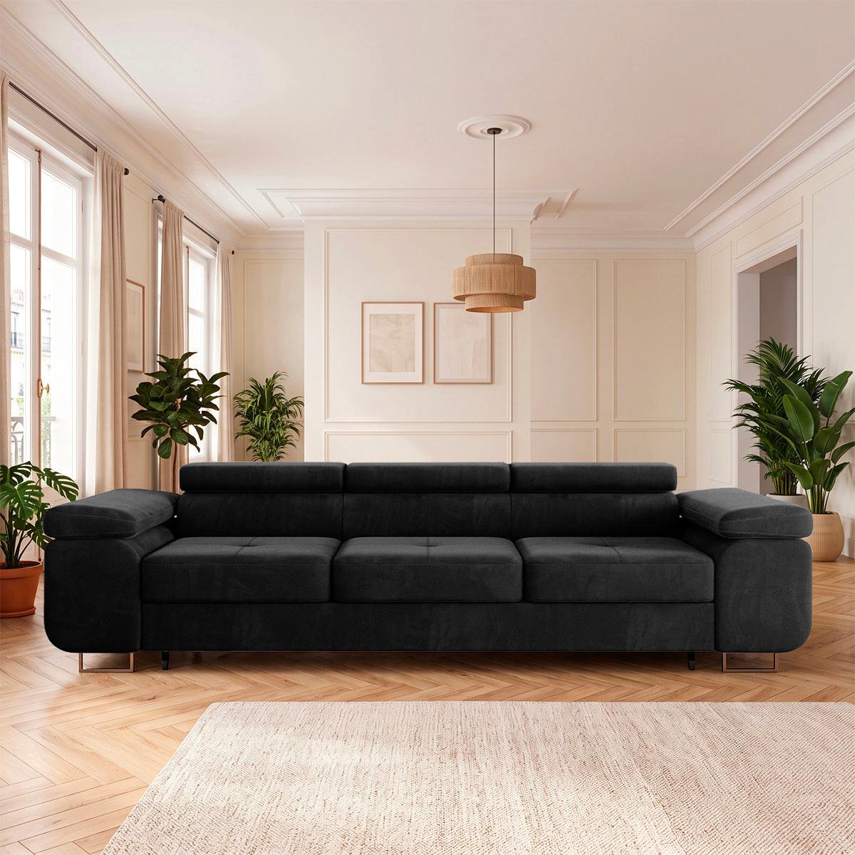 SCHLAFSOFA Wilson 3 Sitzplätze Schwarz - Schwarz, Textil (275/69/100cm) - Petits-meubles