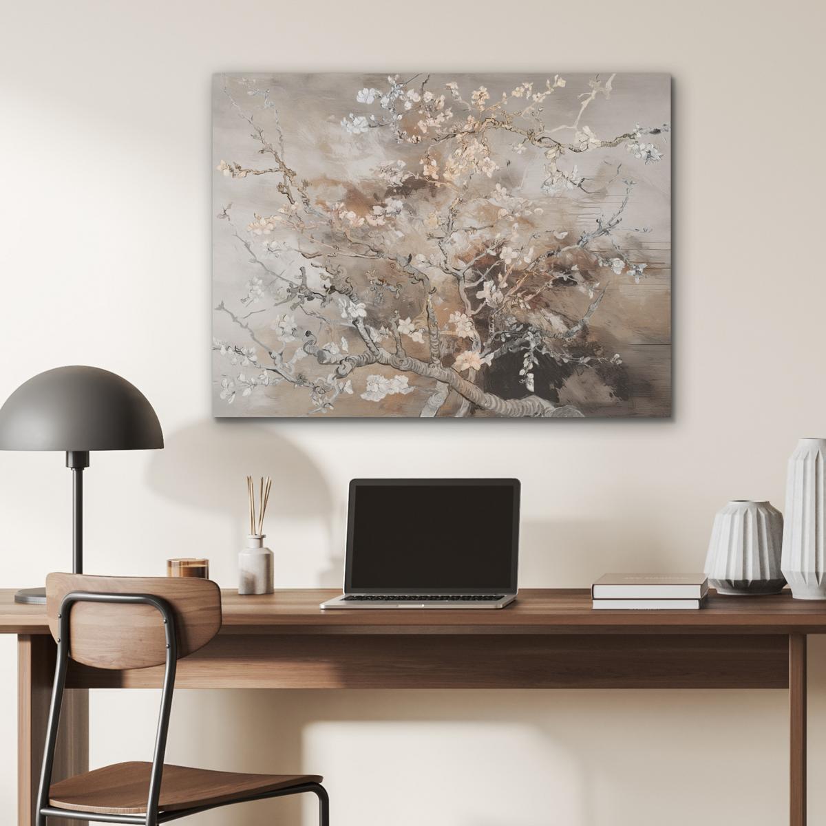 AKUSTIKBILD Mandelblüte - Kunst - Van Gogh - Beige - Abstrakt Gemälde 80x60 cm - Braun, Kunststoff (80/60cm) - MuchoWow