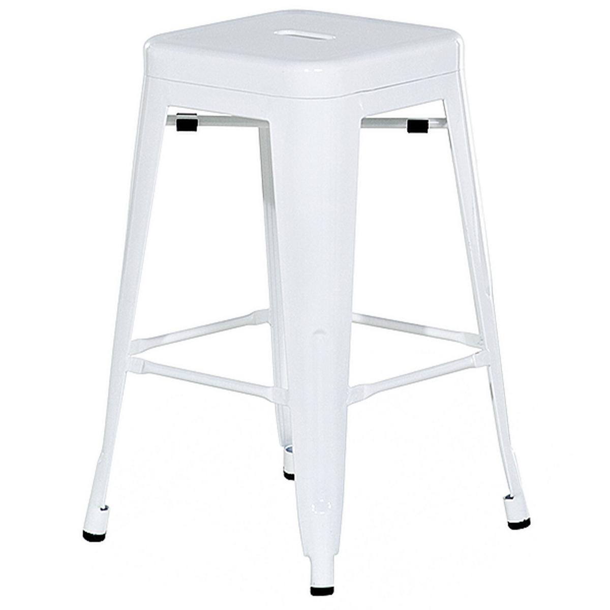 HOCKER 2er-Set Metall Weiß Cabrillo - Weiß, Metall (30/60/34cm) - Beliani