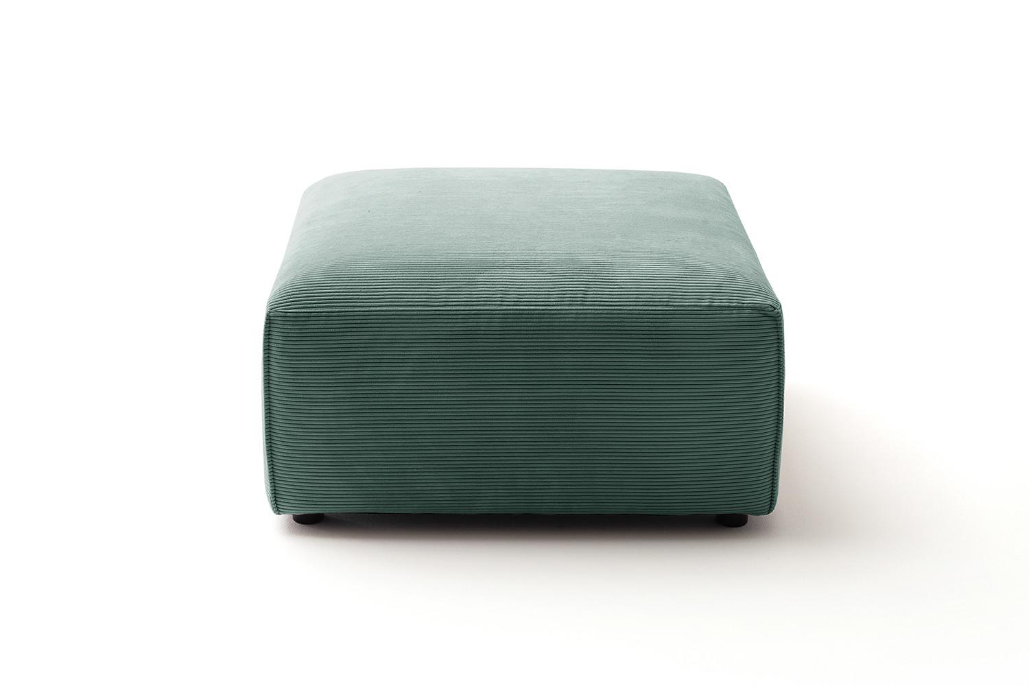 POLSTERHOCKER RANI Smaragdgrün Cord - Smaragdgrün/Schwarz, Kunststoff/Textil (80/42/80cm) - KAWOLA