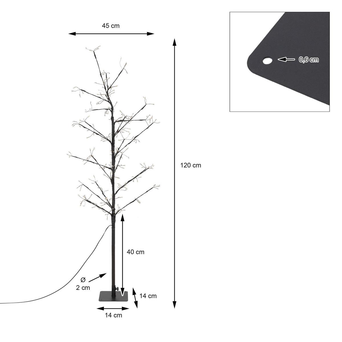 LED-BAUM 120 cm 240LED Warmweiß Timer Außen Flexibel Zweige - Braun, Kunststoff (45/120/45cm) - ECD-Germany