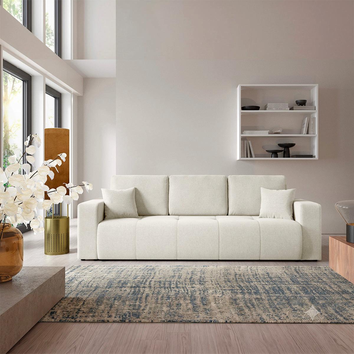 SOFA Giulia 3 Sitzplätze Gebrochenes Weiß - Weiß, Holz (244/82/102cm) - Petits-meubles