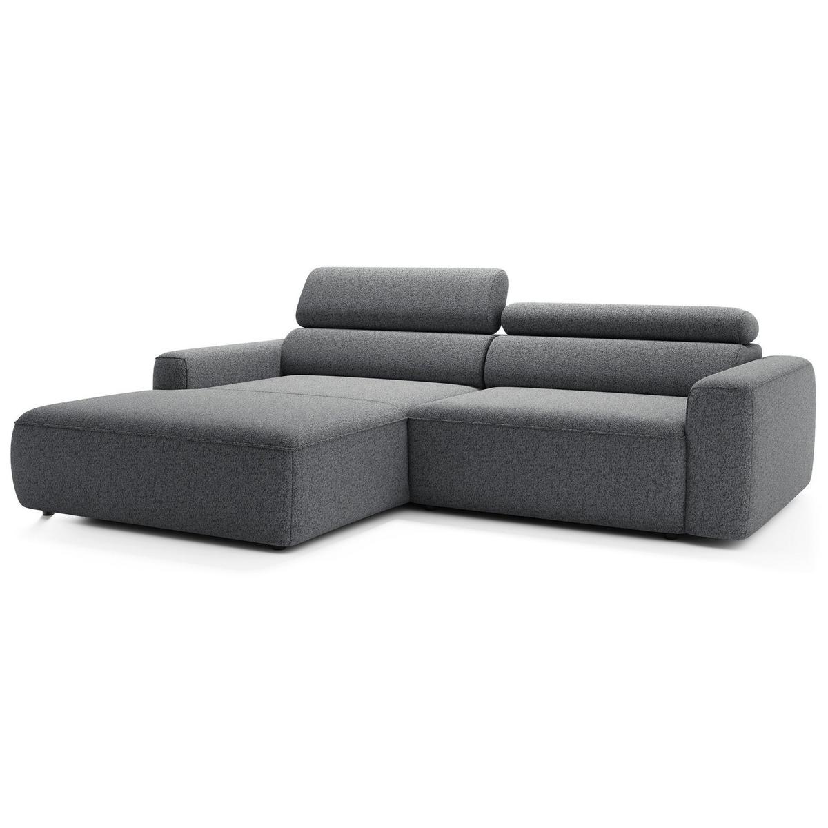 ECKSOFA Fando mit Schlaffunktion, L-Form, 4-Sitzer 252 cm, links Flechtstoff Grau - Schwarz/Grau, Holz/Kunststoff (252/182cm) - Selsey
