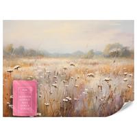 FOTOTAPETE für Esszimmer Wiese Pflanzen Retro Stil 300x210 - Gelb/Beige, Papier (300/210cm) - Muralo