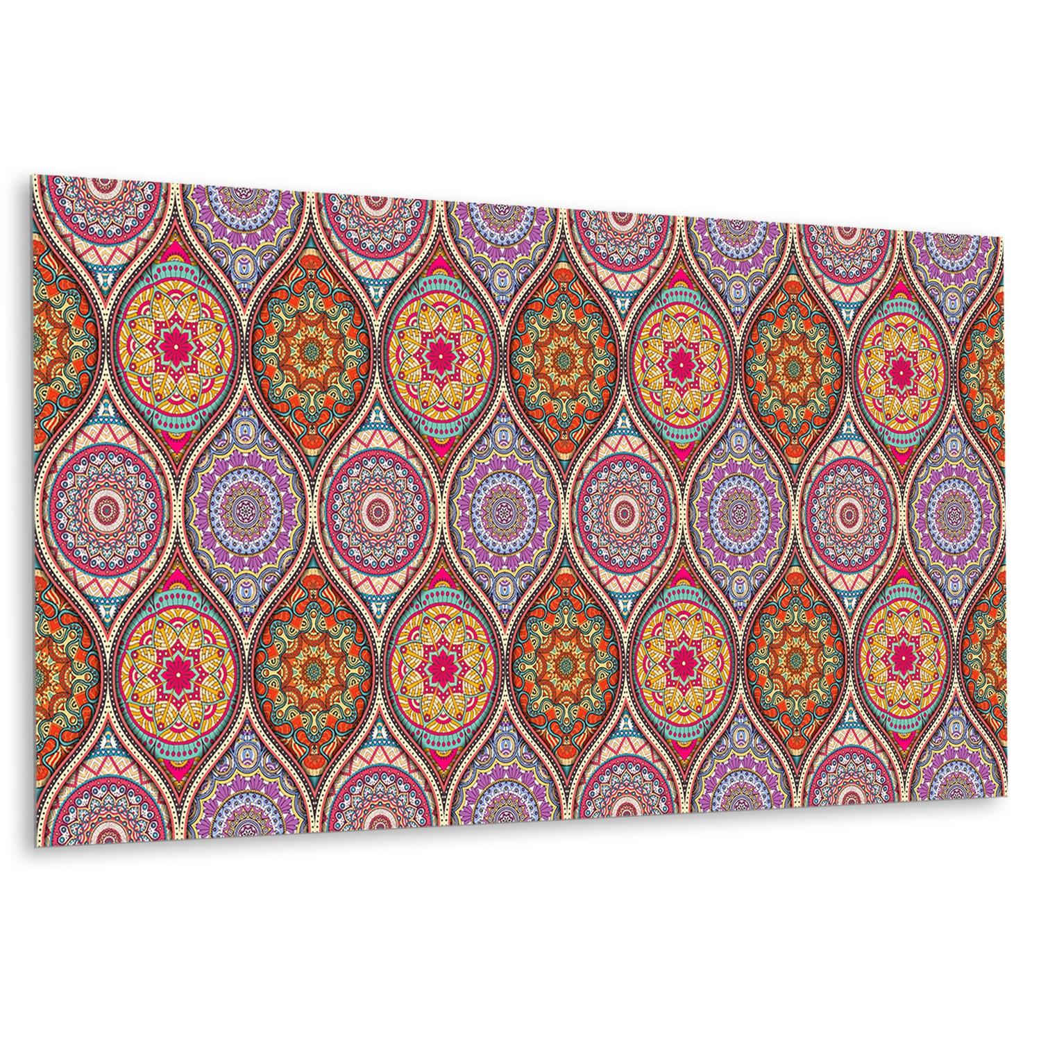 SELBSTKLEBENDES WANDPANEL 100x50 cm - Wunderschönes Mandala - Violett/Rot, Textil (100/1.6/50cm) - TULUP