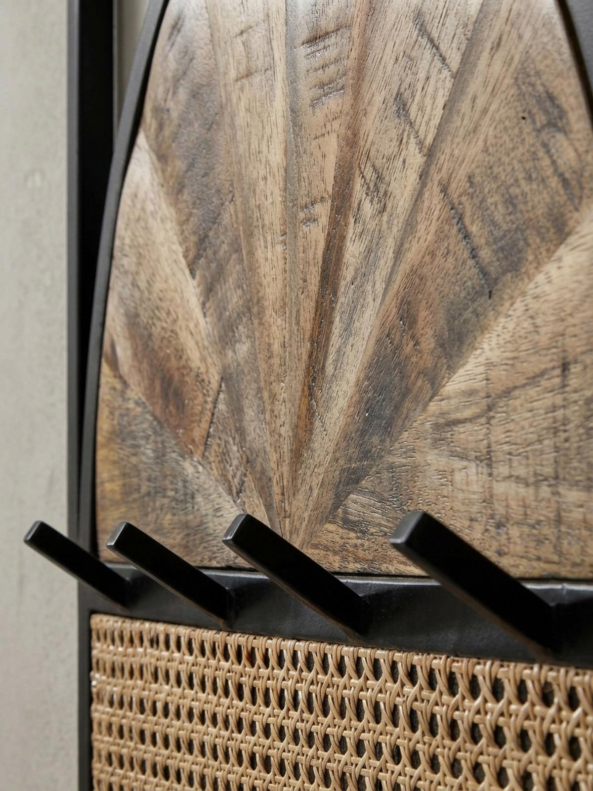 WANDGARDEROBE Mango Massivholz Rattan Metall Modern - Braun, Holz/Metall (53/40/8cm) - KADIMA DESIGN