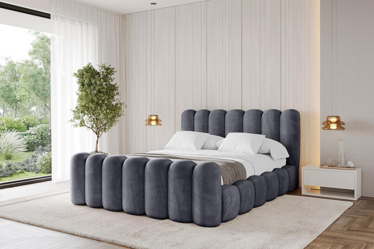 POLSTERBETT mit Bettkasten, Fußteil und Lattenrost, Boxbett ohne Matratze - SENA-Z 140x200 Dunkelgrau - Dunkelgrau, Holzwerkstoff/Textil (140/200cm) - ALTDECOR